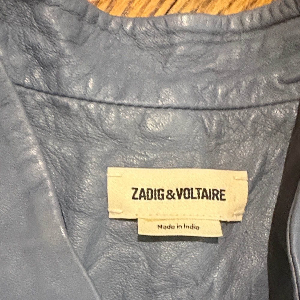 Zadig & Voltaire Powder Blue Leather Jacket - Picture 3 of 5